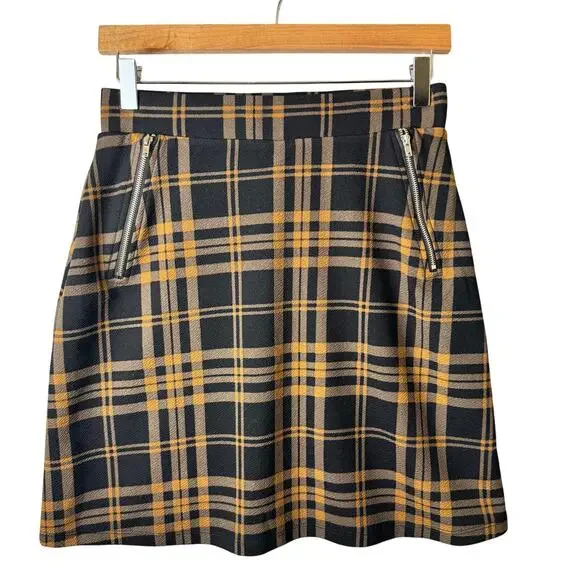 Le lis Plaid Mini Skirt Womens Size Small Academia Preppy Punk Goth Yellow Black - Picture 1 of 13